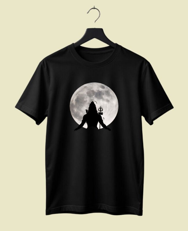 Shiv with Moon Half-Sleeve T-Shirt