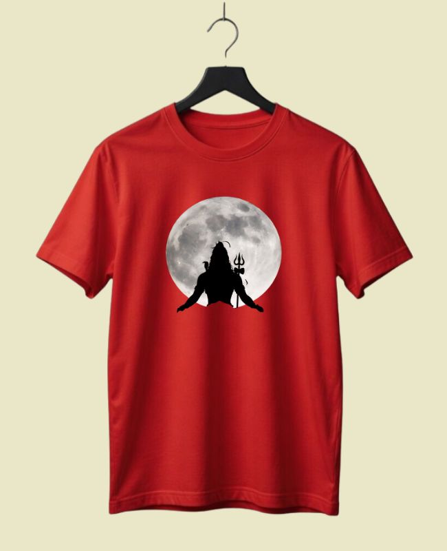 Shiv with Moon Half-Sleeve T-Shirt