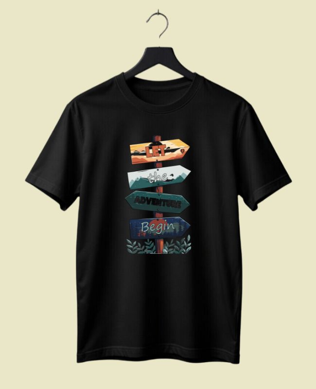 Left The Adventure Begin Half Sleeve T-shirt