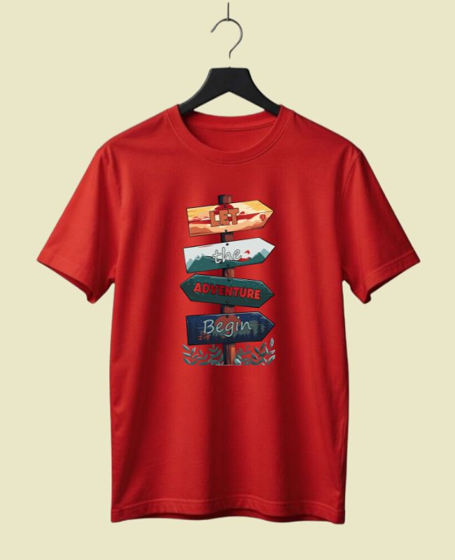 Left The Adventure Begin Half Sleeve T-shirt